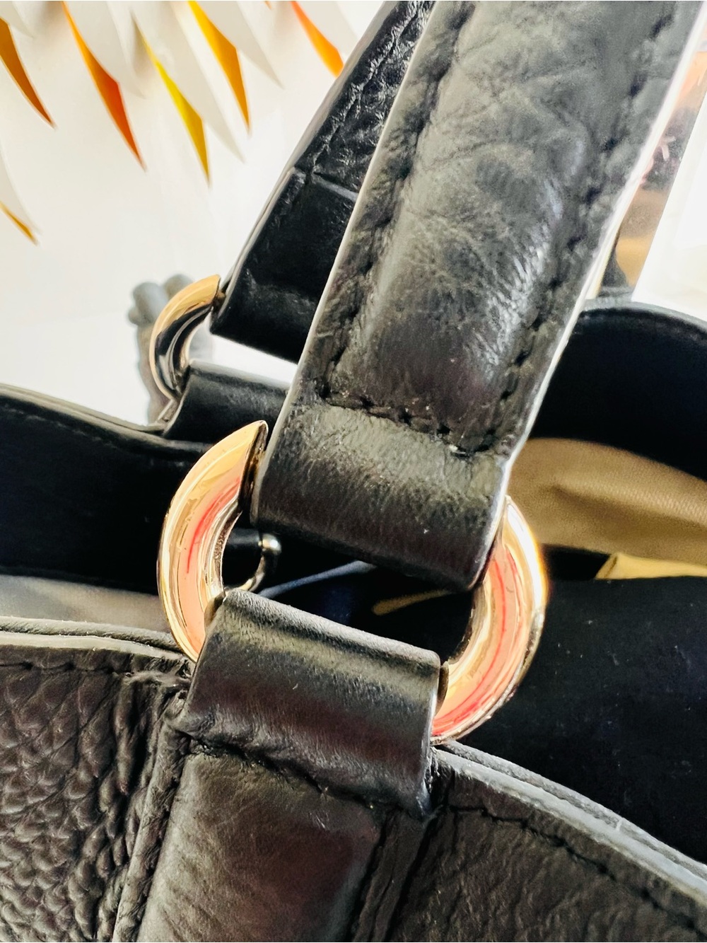 Black Leather Shoulder Bag with Tassels- G Logo - Picture 5 of 13